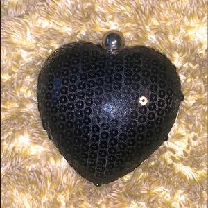 Black Heart Shaped Sequence Clutch
